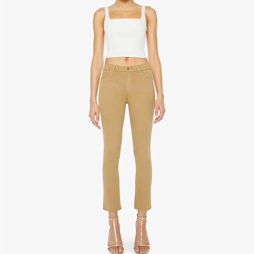 MOTHER Tan Ankle Cropped Jeans